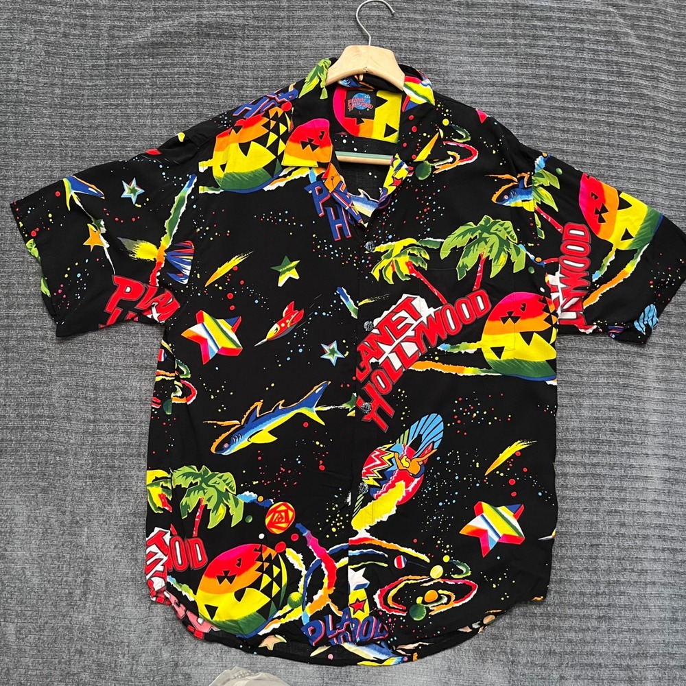 Vintage Jams World 90s Planet Hollywood Button Up Shirt Hawaiian Men's Large